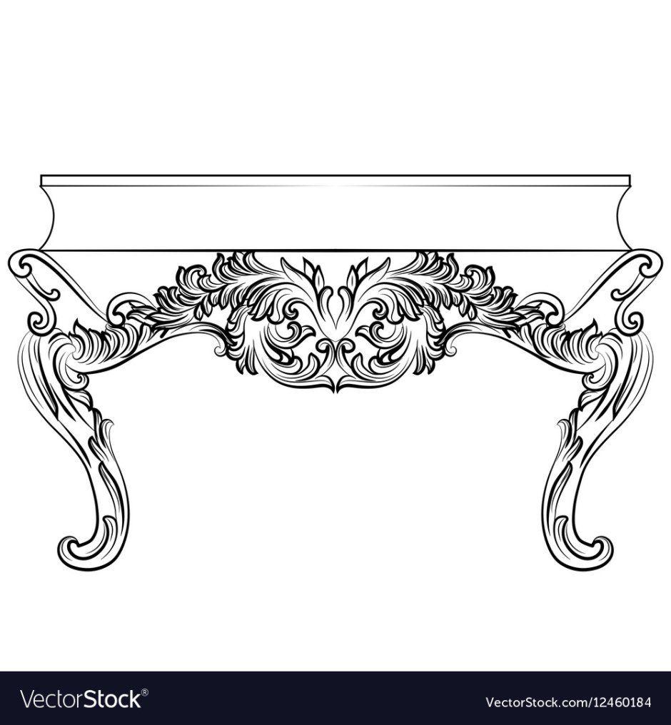 Нарисовать стол в стиле Барокко