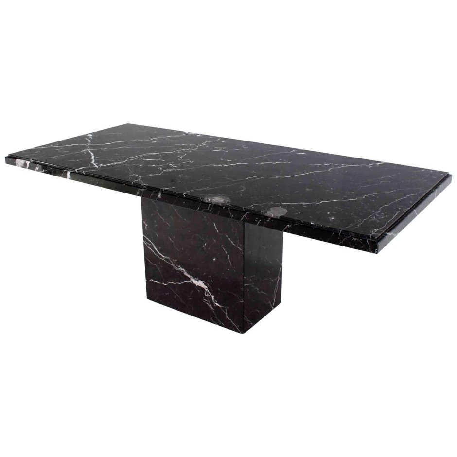 Раздвижной круглый стол мрамор черный