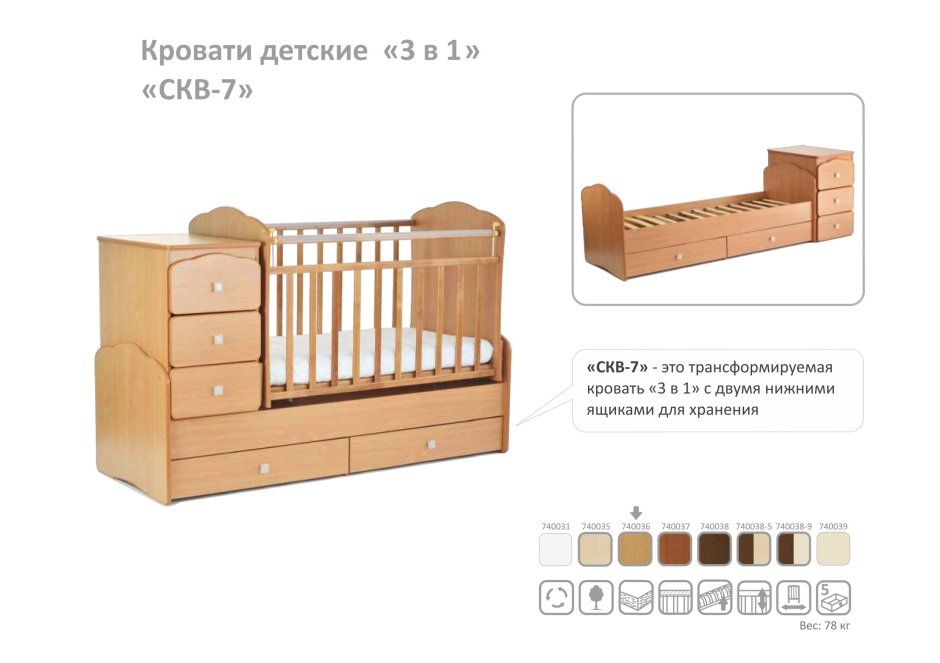 Кровать детская с бортиком и ящиками 160 80