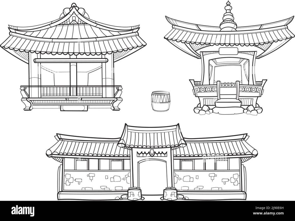 Традиционный корейский дом Ханок чертеж