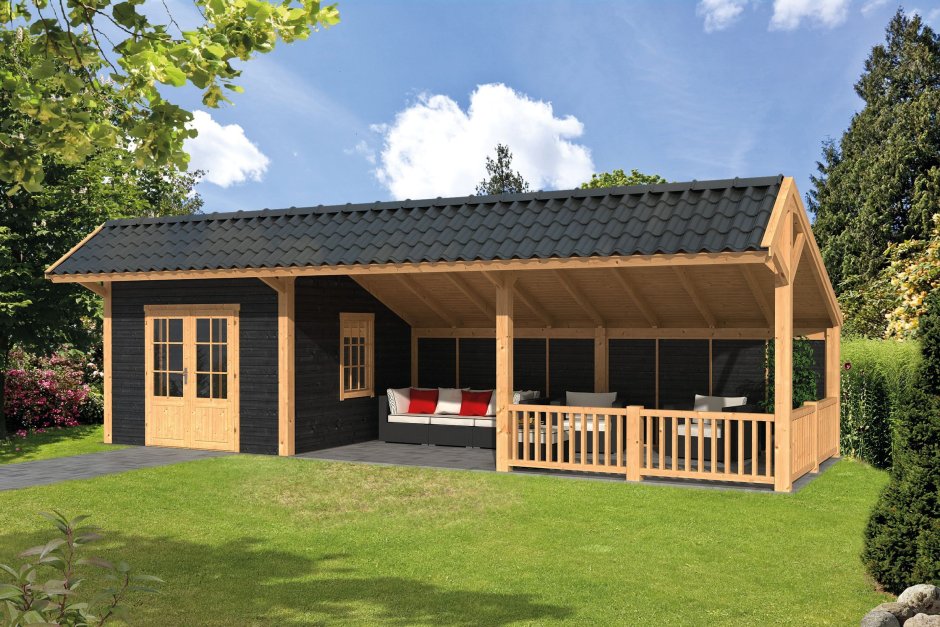 Хозблок с беседкой под одной крышей