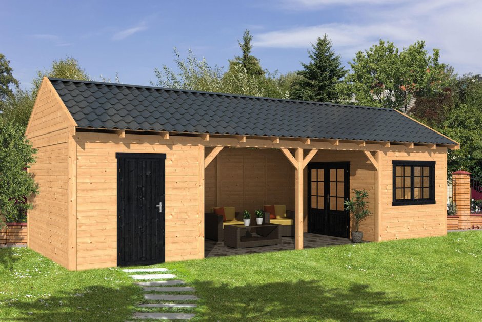 Современный хозблок с беседкой