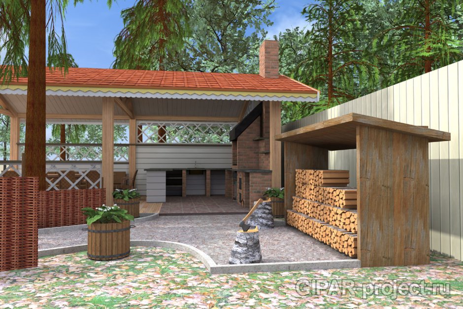 Баня с навесом