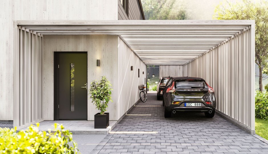 Современный навес для машины