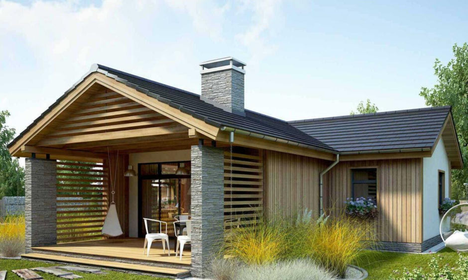 Маленький одноэтажный дом с террасой