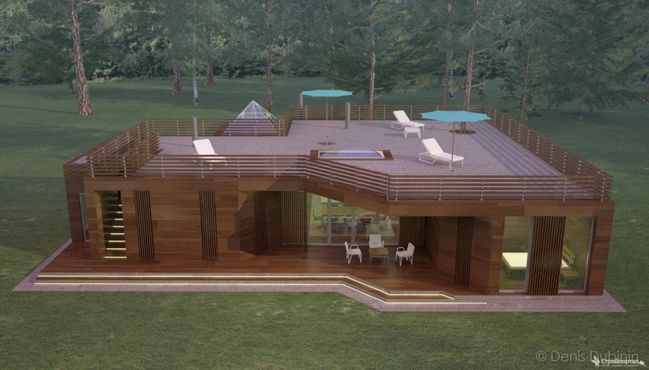 Баня с эксплуатируемой кровлей