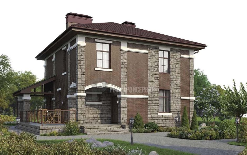 Дом двухэтажный коричневый