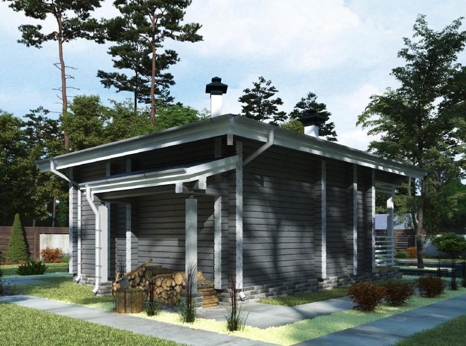 Дом баня с односкатной крышей проекты