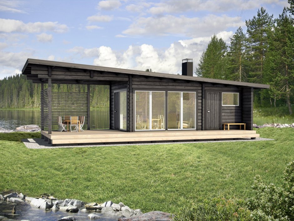 Баня 5х5 с односкатной крышей