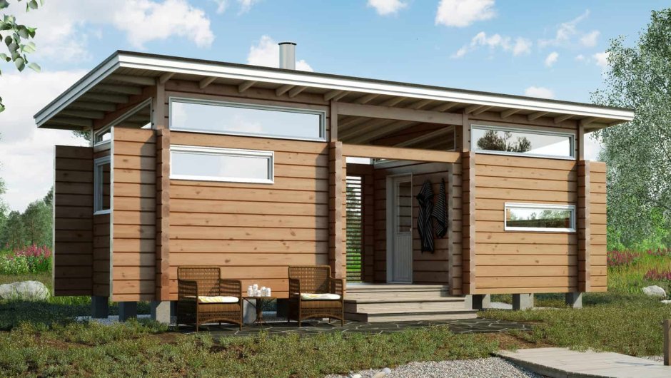 Баня из бруса с верандой