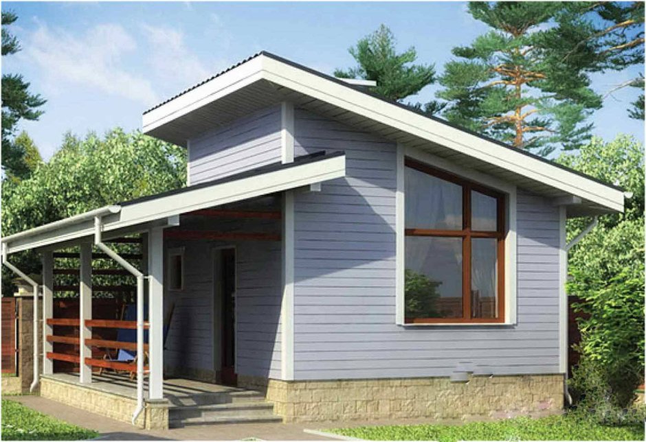 Финская баня с односкатной крышей