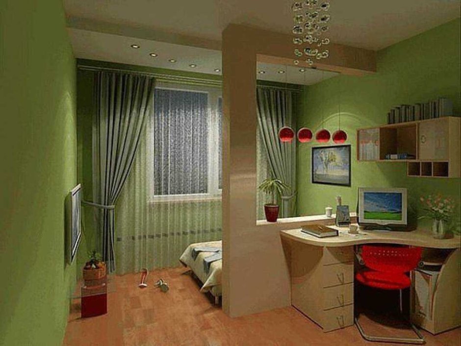 Маленькая комната для подростка девочки с балконом