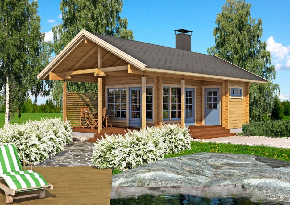 Баня с верандой под одной крышей 6на5