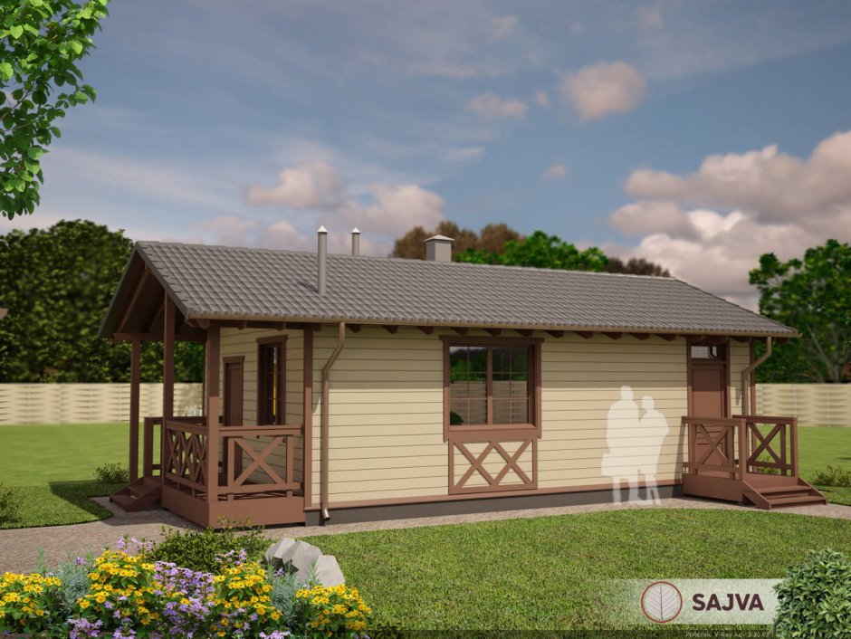 Баня с верандой под одной крышей 6на5