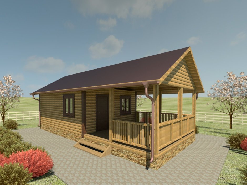 Проект бани с террасой под одной крышей 4 на 5