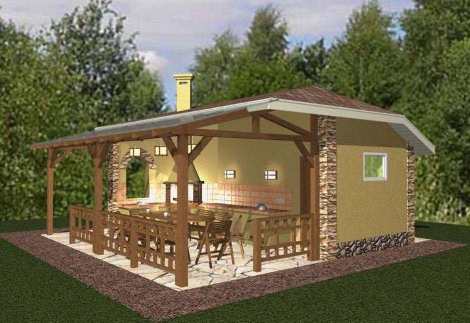 Баня из бруса 6х6 с мансардой и террасой