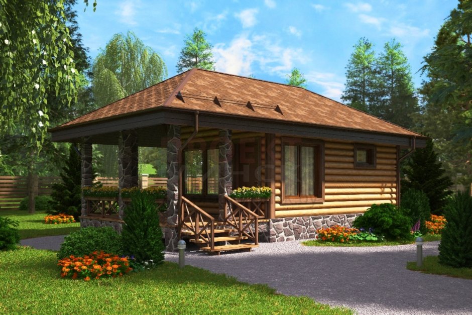 Современная баня с террасой