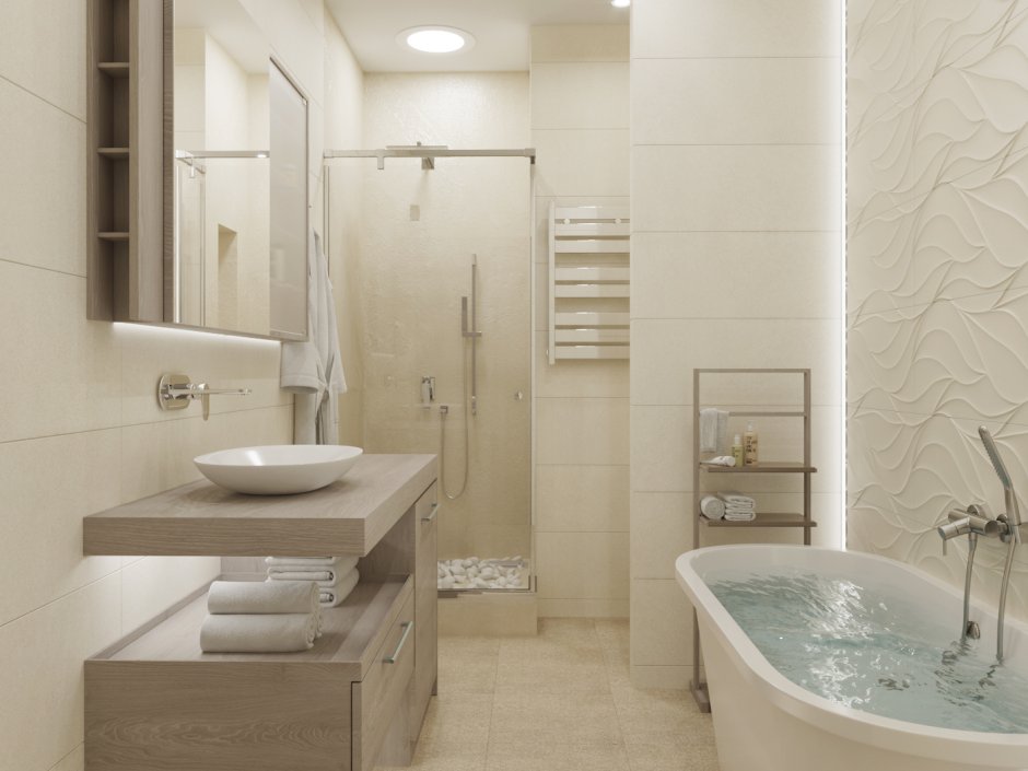 Маленькая ванная в светлых тонах