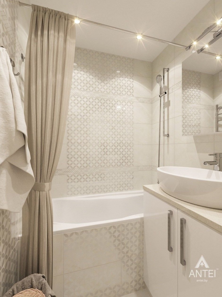 Маленькая ванная в светлых тонах