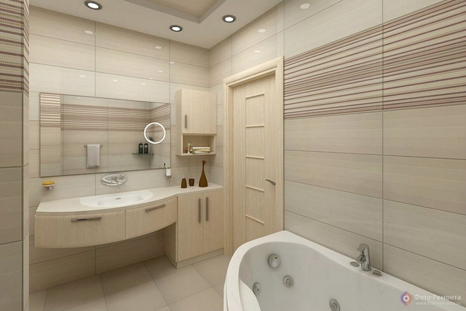 Ванная комната в бежевых тонах