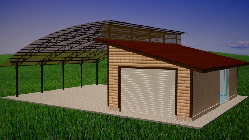 Секционные ворота для гаража с односкатной крышей