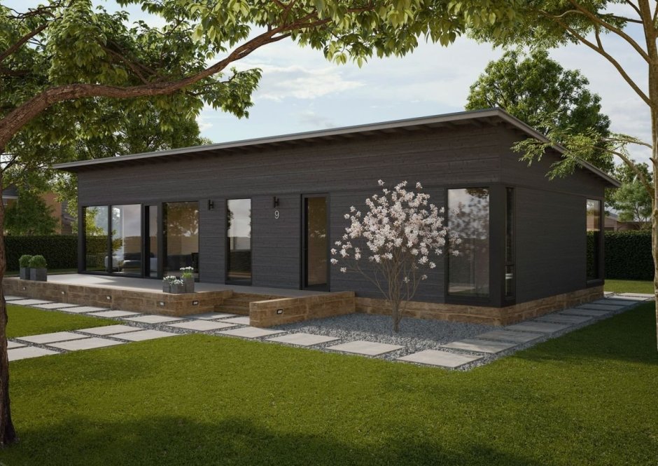 Скандинавский дом 80 кв метров с односкатной крышей