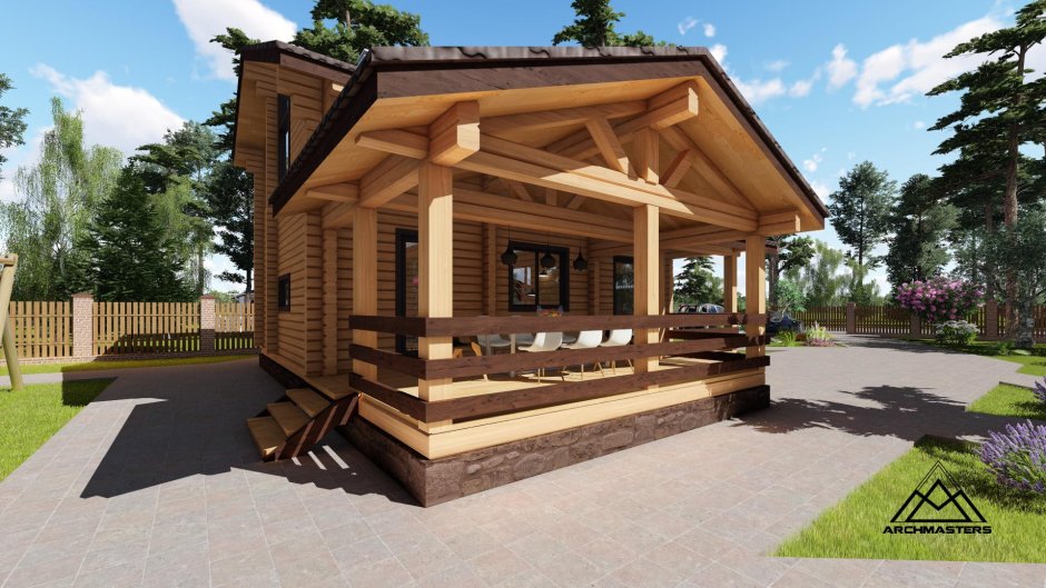 Дом-баня с террасой из профилированного бруса проекты