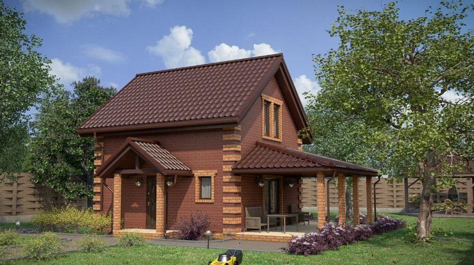 Баня с террасой под одной крышей 6х4м