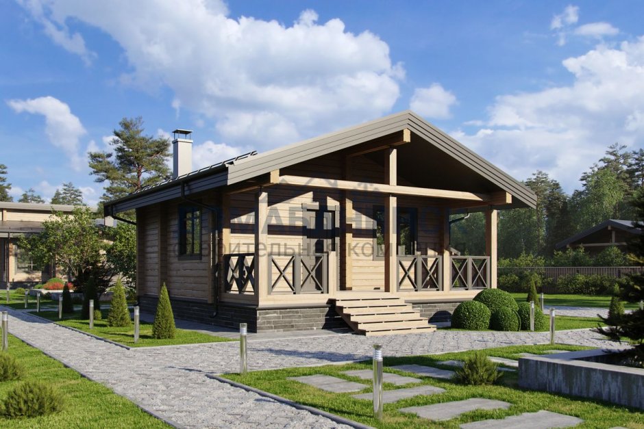 Баня из бруса с верандой