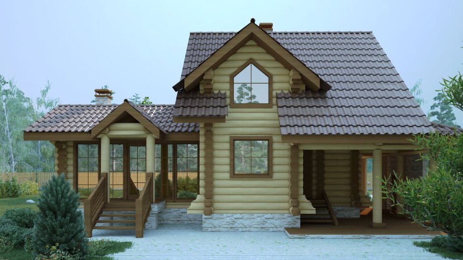 Баня из клееного бруса с мансардой