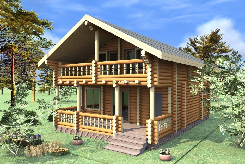 Сруб 10х10 двухэтажный из бревна