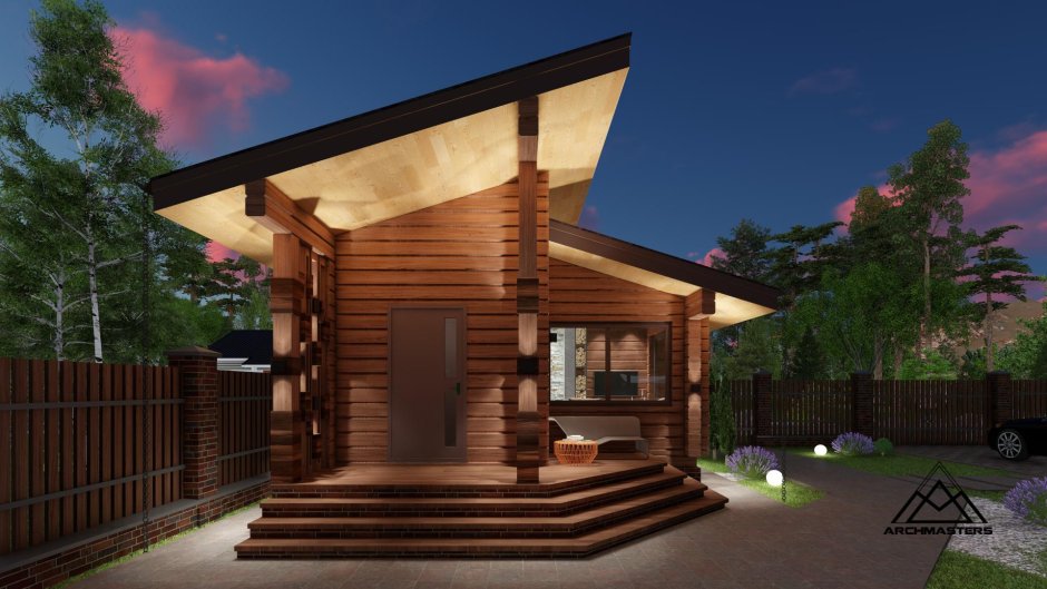 Баня с балконом и верандой