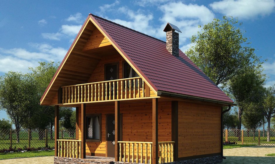 Баня с мансардой и террасой под одной крышей проекты