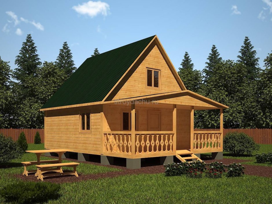 Баня из клееного бруса с мансардой