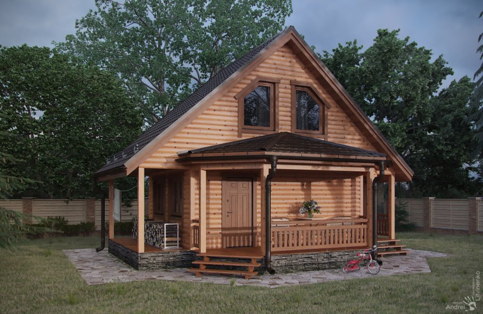 Баня 7 на 7 с террасой