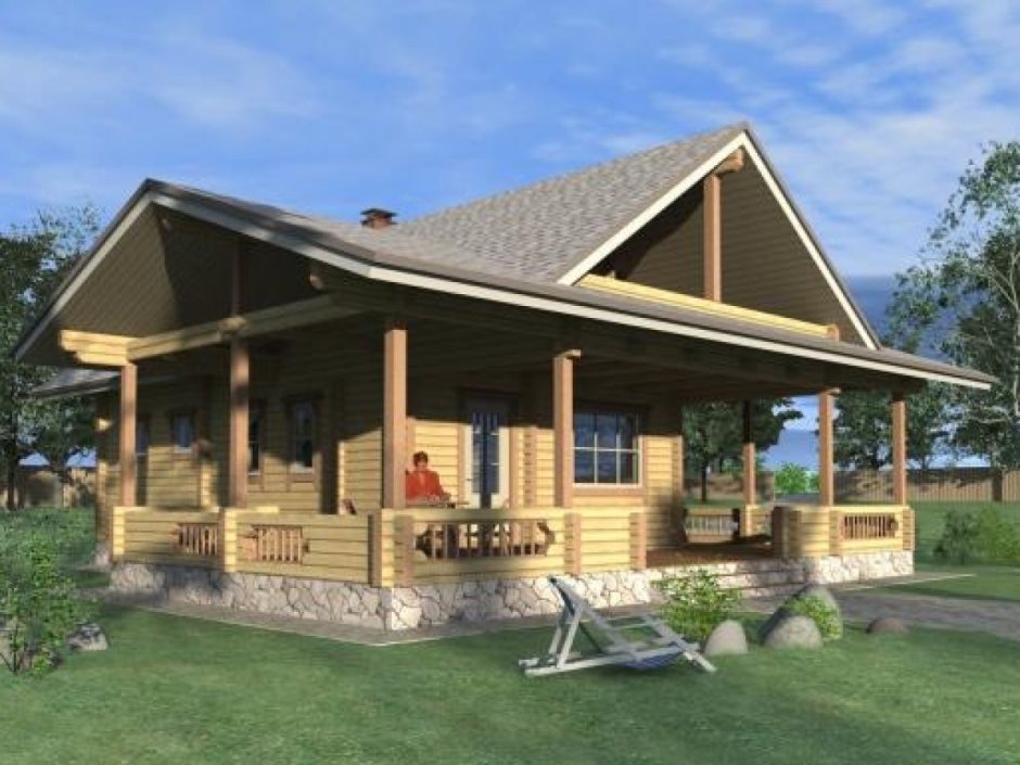 Дом баня с верандой