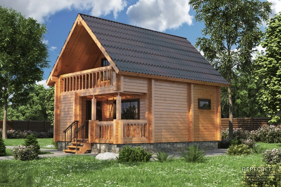 Баня с террасой под одной крышей 6х4м