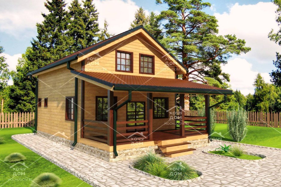 Дом баня с террасой