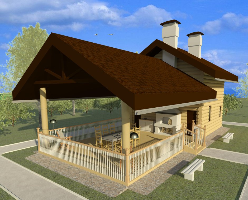 Шале одноэтажный с односкатной крышей