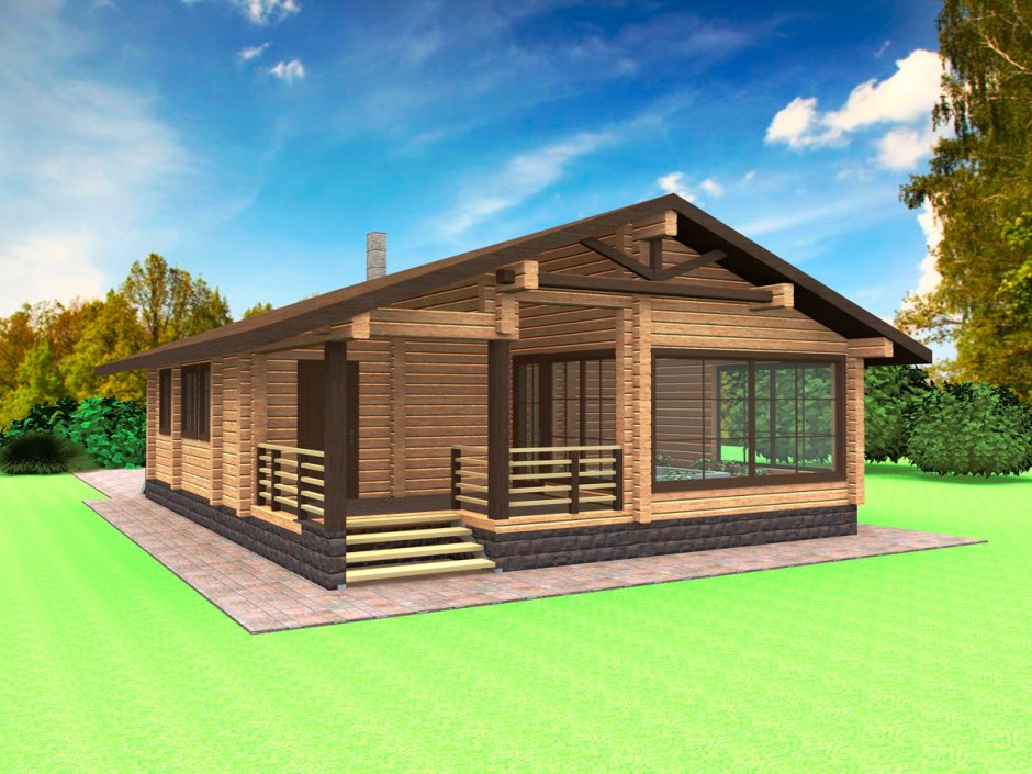 Баня из ОЦБ С террасой