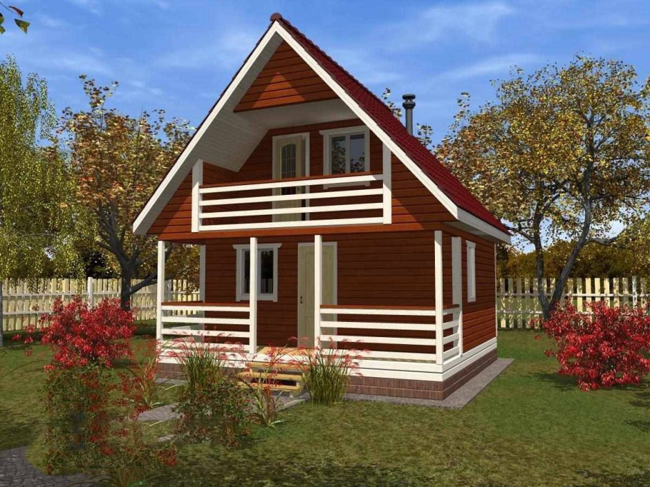 Баня с террасой под одной крышей 6х4м