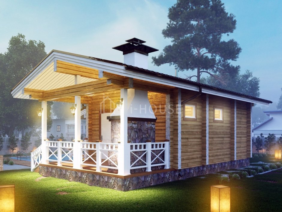 Баня с террасой и мангальной зоной проекты