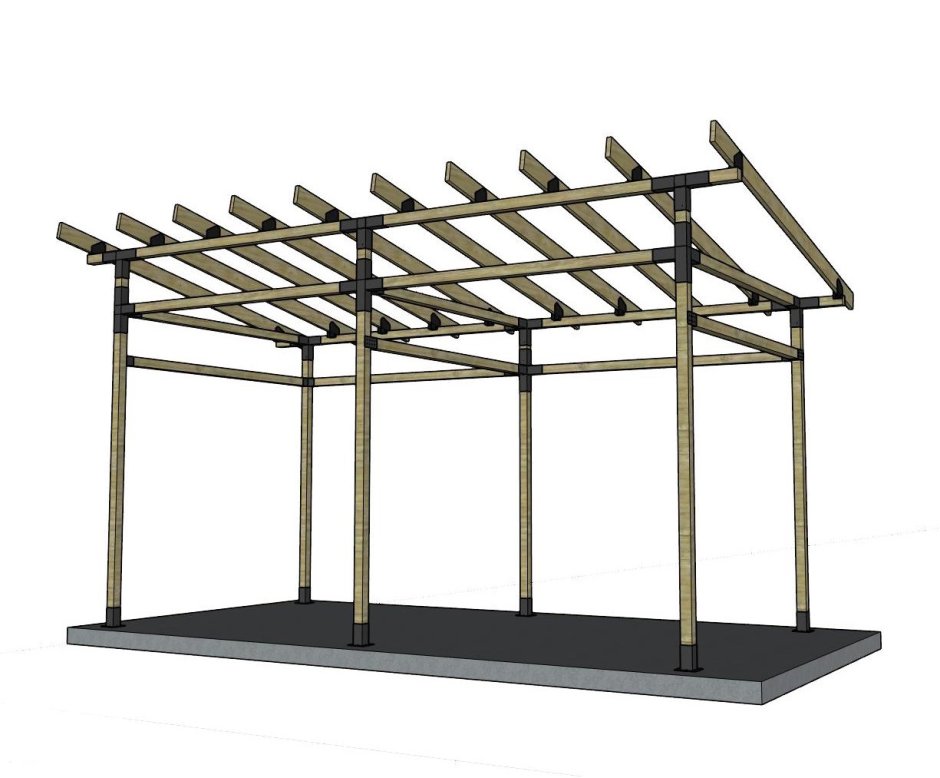 Односкатная беседка 6х4