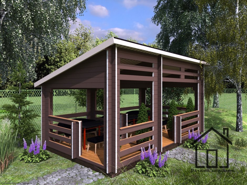 Беседка односкатная