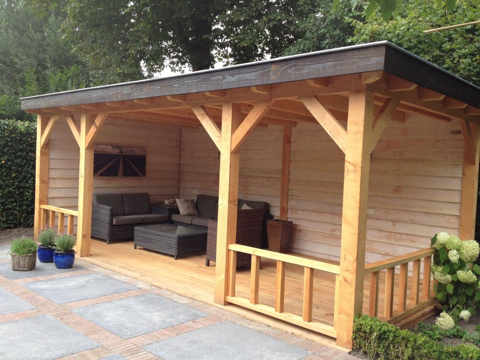Беседка односкатная крыша