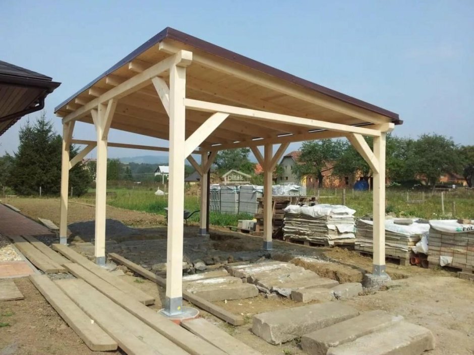 Беседка из дерева односкатная