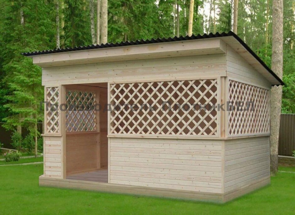 Высота беседки стандарт с односкатной крышей