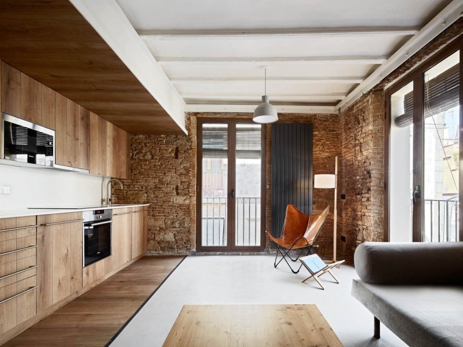 Деревянный потолок в стиле лофт