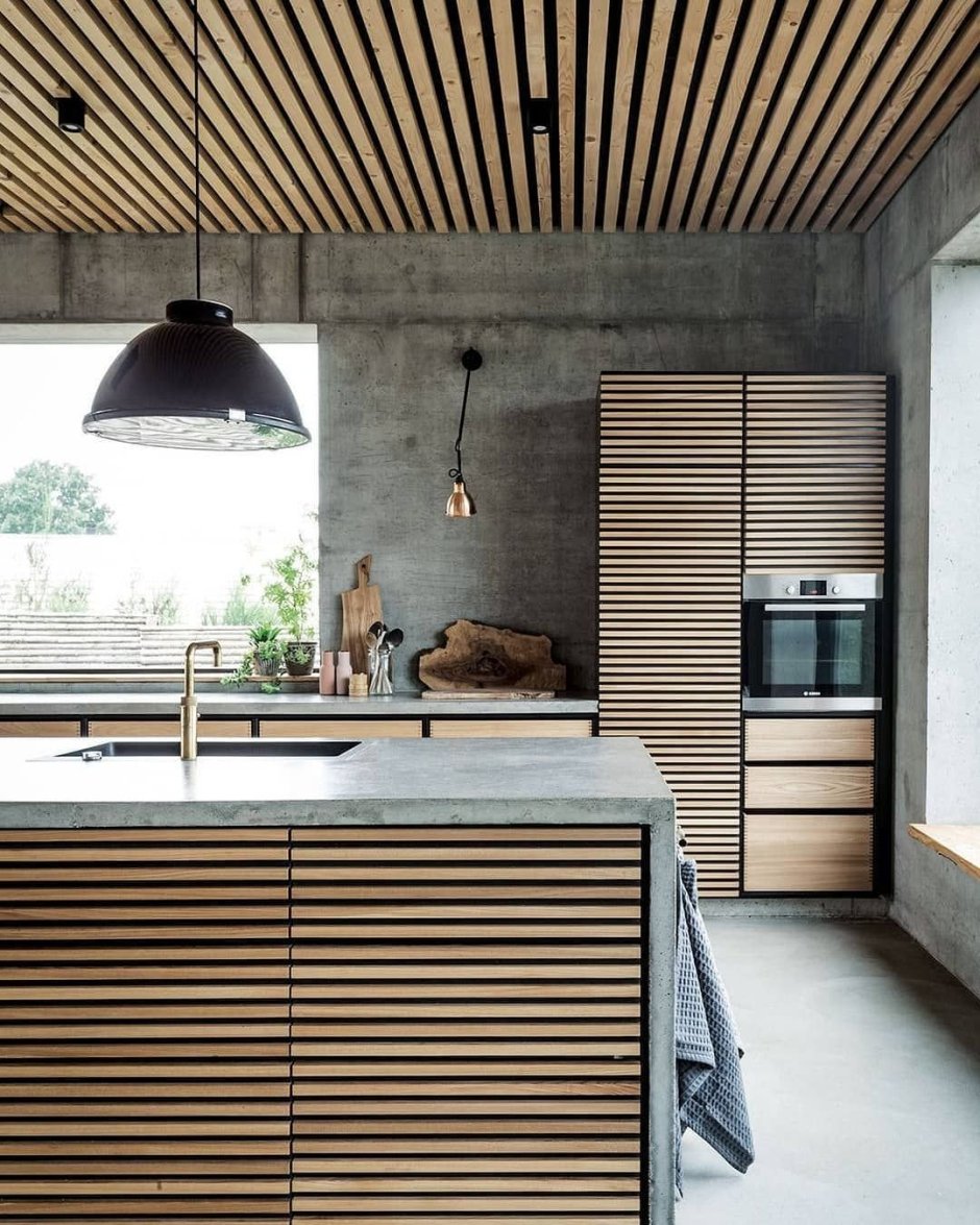 Реечный потолок в стиле лофт