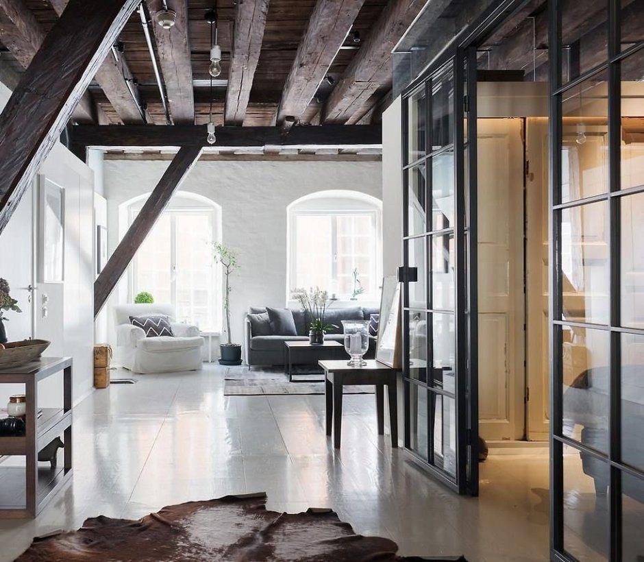 Деревянные балки в стиле лофт